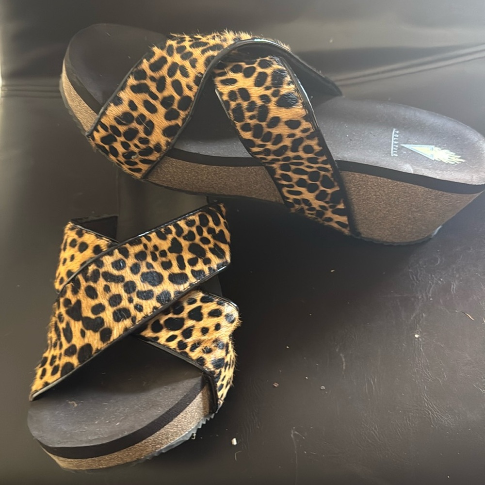Volatile Black and Leopard Women's Wedge Sandals